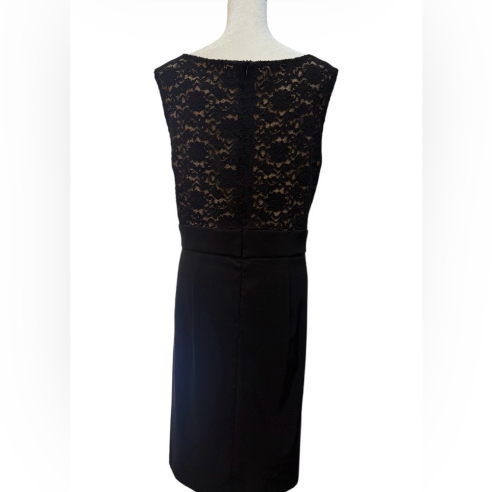 Black Lace Tiered Shift Dress with Floral Accent. Sleeveless. Size 16W. - Picture 6 of 12